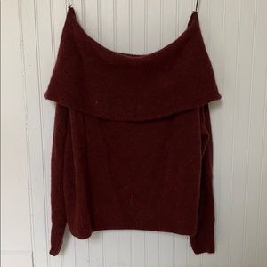 Burgundy Off-Shoulder Sweater